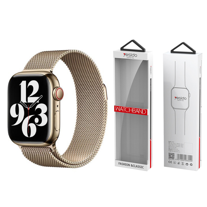 Obrazek Yesido WB22 magnetyczny Pasek Apple Watch ze Stali Nierdzewnej 42/44/45/49 GOLD/ZŁOTY