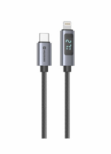Obrazek KABEL SWISSTEN LCD USB-C/LIGHTNING 1m z wyświetlaczem