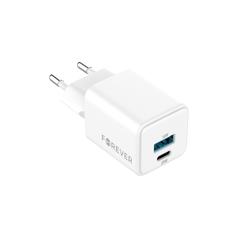 Obrazek Forever ładowarka sieciowa GaN PD QC TC-08-20AC 1x USB-C 1x USB 20W biała