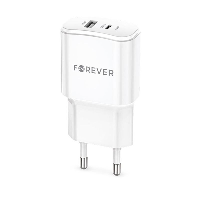 Obrazek Forever ładowarka sieciowa PD QC TC-01-20AC 1x USB-C 1x USB 20W biała