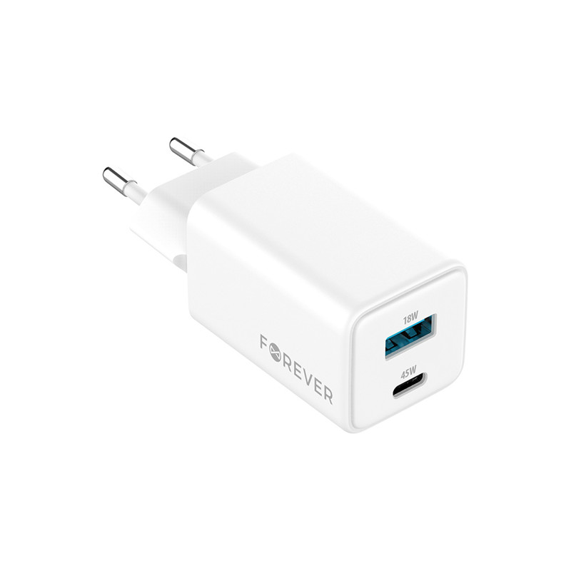 Obrazek Forever ładowarka sieciowa GAN PD TC-08-45AC USB-C USB 45W biała