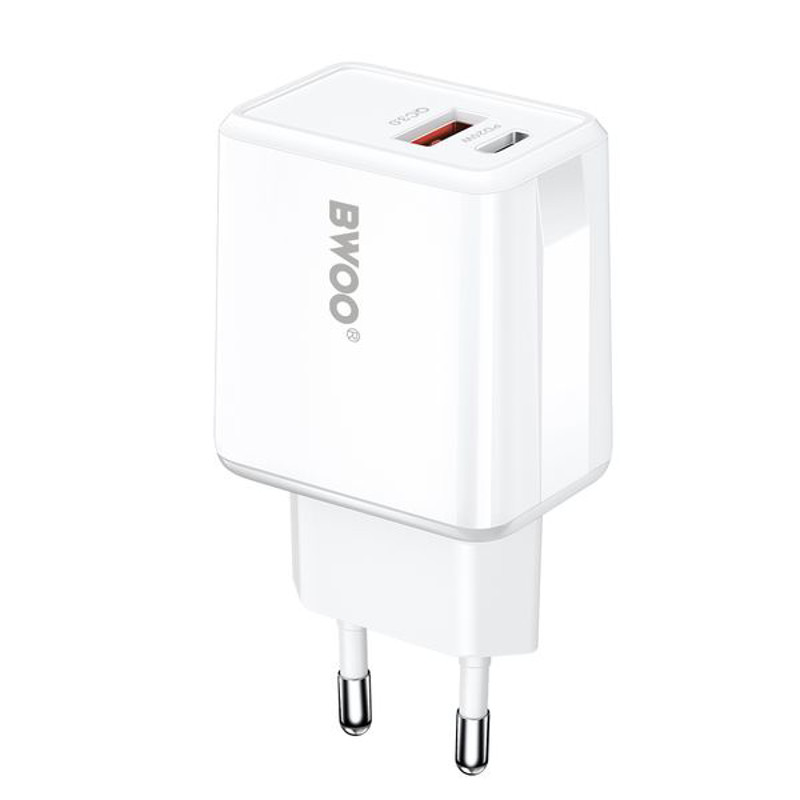 Obrazek BWOO ładowarka sieciowa CDA182 QC 38W USB USB-C biały