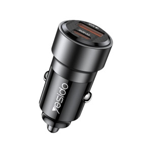 Obrazek Yesido ładowarka samochodowa Y54 60W QC3.0 USB-A+C + Kabel 60W Type-C - Lightning , BLACK / CZARNY