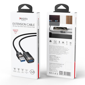 Obrazek Yesido Kabel GS26 USB Male - USB Female 1.5m USB2.0, BLACK / CZARNY