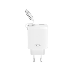 Obrazek XO ładowarka sieciowa CE31 USB+USB-C 30W ZE ZWIJANYM KABLEM USB-C