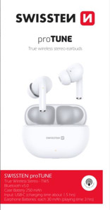 Obrazek SŁUCHAWKI Bluetooth SWISSTEN TWS PRO TUNE WHITE