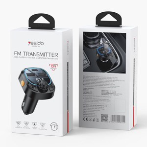 Obrazek Yesido BT5.3 - FM Transmiter Y70 15W LED USB-2xA+C + MicroSD, BLACK / CZARNY