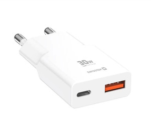 Obrazek Ładowarka sieciowa SWISSTEN SLIM GAN USB + USB-C 30W BIAŁA