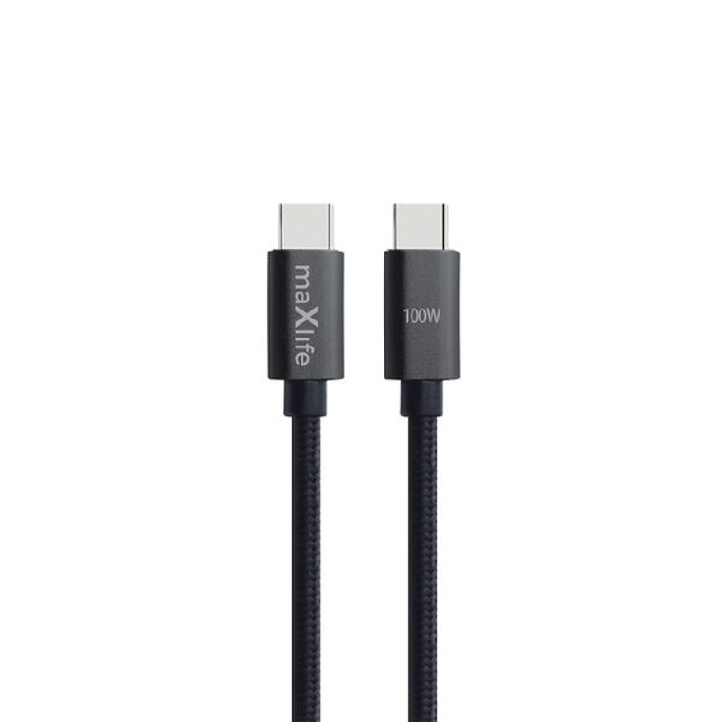 Obrazek Maxlife kabel MXuC-12 USB-C/USB-C 100W 2m czarny