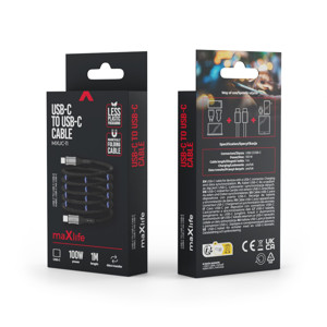 Obrazek Maxlife kabel magnetyczny USB-C/USB-C 1m 100W MXUC-11 czarny nylon