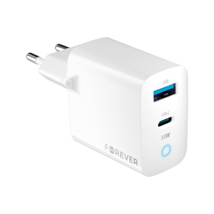 Obrazek Forever ładowarka sieciowa GaN PD QC TC-06-33AC 1x USB-C 1x USB 33W biała