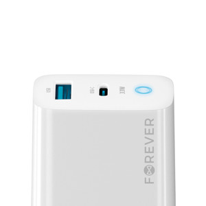 Obrazek Forever ładowarka sieciowa GaN PD QC TC-06-33AC 1x USB-C 1x USB 33W biała