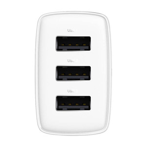 Obrazek Ładowarka sieciowa BASEUS COMPACT QUICK CHARGER 3xUSB 17W BIAŁA/WHITE
