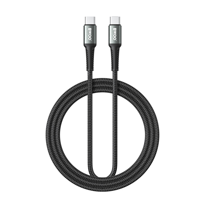 Obrazek BWOO kabel Pleciony USB-C - USB-C 2m 60W, czarny