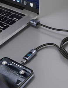 Obrazek KABEL SWISSTEN LCD USB/USB-C 1m z wyświetlaczem