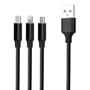 Obrazek Forever kabel 3w1 USB - Lightning + USB-C + microUSB 1,2 m 2A czarny