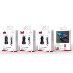 Obrazek XO ładowarka samochodowa CC48 2x USB 2,4A CZARNA + KABEL LIGHTNING