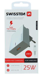 Obrazek Ładowarka sieciowa SWISSTEN 25W WHITE + KABEL USB-C/USB-C 1,2M