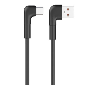 Obrazek Maxlife kabel kątowy USB/USB-C 1m 3A czarny MXUC-09
