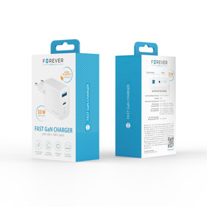 Obrazek Forever ładowarka sieciowa GaN PD QC TC-06-33AC 1x USB-C 1x USB 33W biała