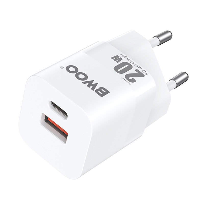 Obrazek BWOO ładowarka sieciowa PD CDA156 2x USB-C 1x USB 20W biała