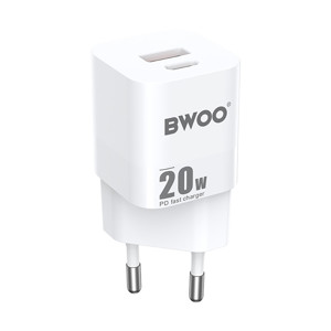 Obrazek BWOO ładowarka sieciowa PD CDA156 2x USB-C 1x USB 20W biała
