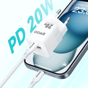 Obrazek BWOO ładowarka sieciowa PD CDA156 2x USB-C 1x USB 20W biała