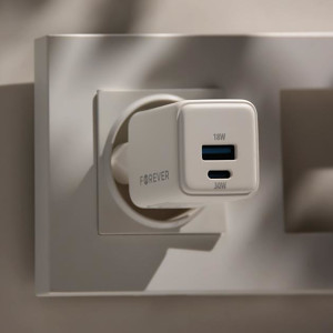 Obrazek Forever ładowarka sieciowa GaN PD QC TC-08-30AC 1x USB-C 1x USB 30W biała