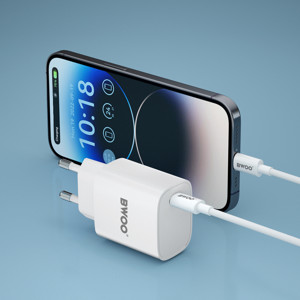 Obrazek BWOO ładowarka sieciowa PD CDA159 USB-C + kabel USB-C - Lightning 20W biał