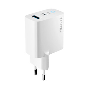 Obrazek Forever ładowarka sieciowa GAN PD TC-06-45AC 45W 1x USB-C 1x USB biały