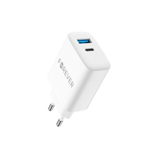 Obrazek Forever ładowarka sieciowa PD TC-07-30AC 30W 1xUSB-C 1xUSB + kabel USB-C/USB-C 60W