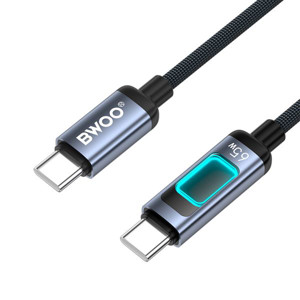 Obrazek BWOO kabel Pleciony X324CC PD 60W 1m USB-C/USB-C z podświetleniem