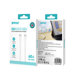 Obrazek BWOO kabel USB-C - USB-C 1m 60W do iPhone 15 BO-X284 biały