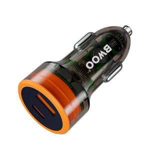 Obrazek BWOO ładowarka samochodowa PD 1x USB-C 1x USB 38W transparentna