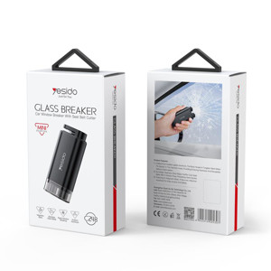 Obrazek Yesido Młotek Bezpieczeństwa C248 (2w1) i Nóż do Pasów, BLACK / CZARNY