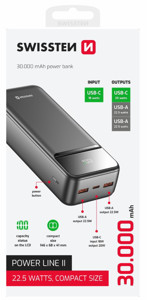 Obrazek POWERBANK SWISSTEN POWER LINE 30000 MAH black