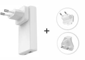 Obrazek Ładowarka sieciowa SWISSTEN TRAVEL GAN WTYK US, EU , UK 45W BIAŁY