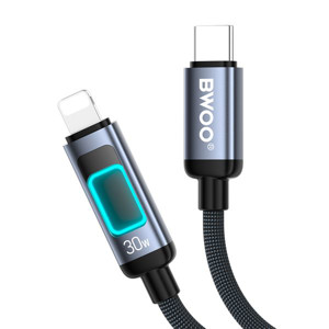 Obrazek BWOO kabel Pleciony X324CL PD 27W 1m USB-C/Lightning z podświetleniem