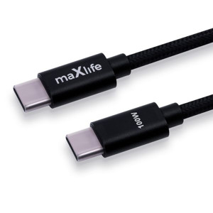 Obrazek Maxlife kabel MXuC-12 USB-C/USB-C 100W 1m czarny