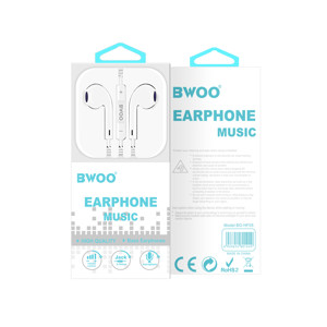 Obrazek BWOO słuchawki BO-HF05 Wired Earphone 3.5mm stereo białe
