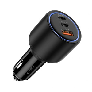 Obrazek TECH-PROTECT ładowarka samochodowa CC04 PD 130W QC 2xUSB-C/1xUSB BLACK